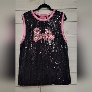 Forever 21 Barbie Black and Pink Sequin Top